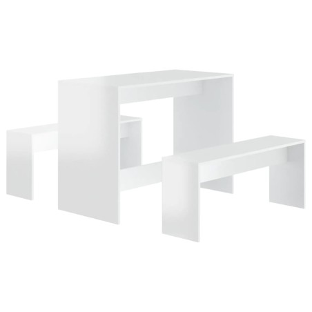 vidaXL Juego de comedor 3 piezas madera contrachapada blanco brillante