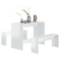 vidaXL Juego de comedor 3 piezas madera contrachapada blanco brillante vidaXL Juego de comedor 3 piezas madera contrachapada blanco brillante