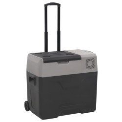 vidaXL Nevera con ruedas y asa polipropileno negro y gris 40 L