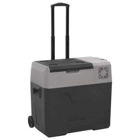 vidaXL Nevera con ruedas y asa polipropileno negro y gris 40 L