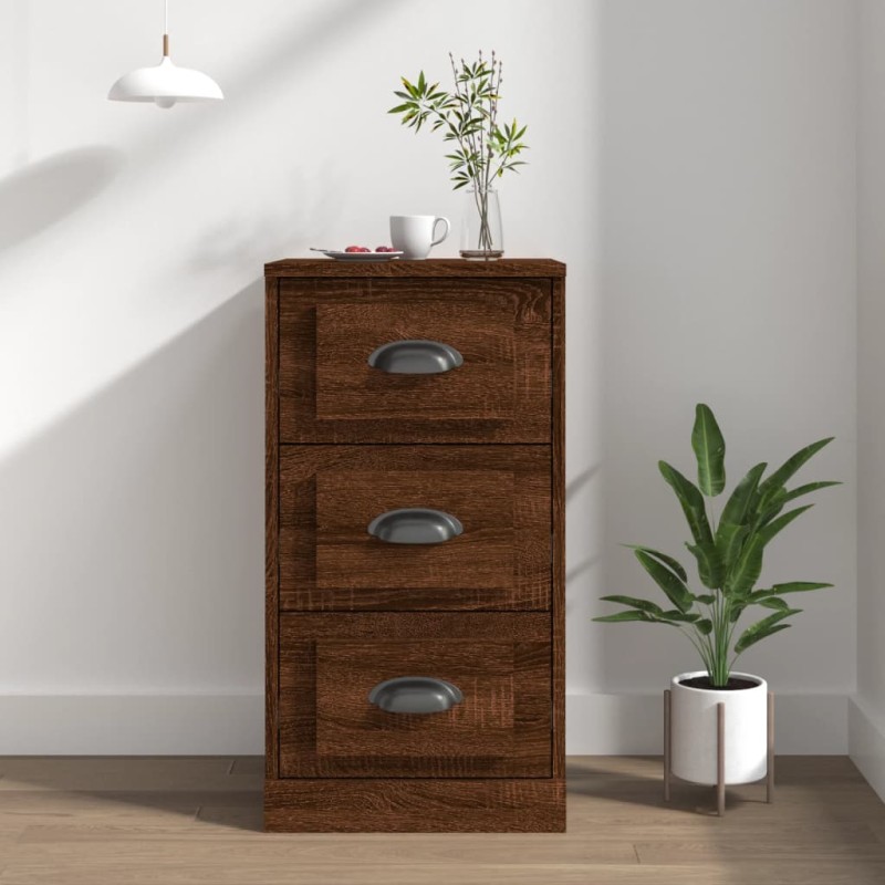 vidaXL Aparador de madera contrachapada marrón roble 36x35,5x67,5 cm