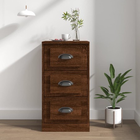 vidaXL Aparador de madera contrachapada marrón roble 36x35,5x67,5 cm