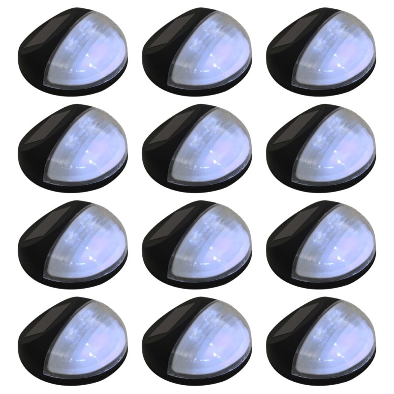 vidaXL Lámparas solares LED de pared exterior 12 uds redondas negro