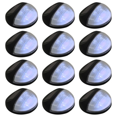 vidaXL Lámparas solares LED de pared exterior 12 uds redondas negro