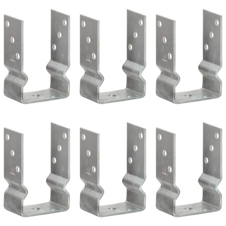 vidaXL Anclajes de valla 6 uds acero galvanizado plateado 9x6x15 cm