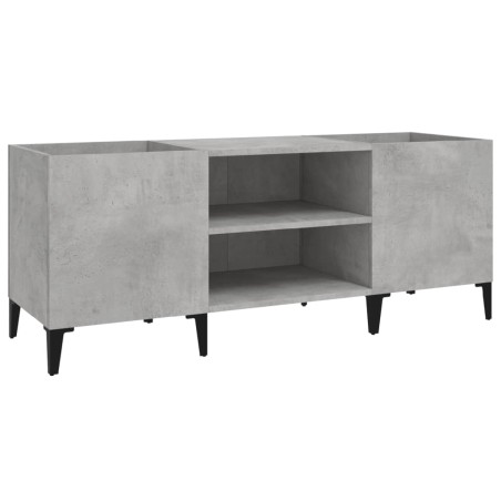 vidaXL Mueble discos madera contrachapada gris hormigón 121x38x48 cm