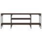 vidaXL Mueble TV madera ingeniería y hierro marrón roble 121x35x45 cm