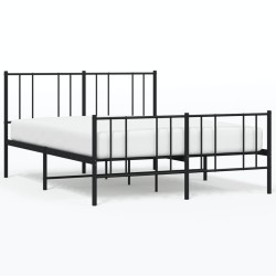vidaXL Estructura de cama con cabecero y pie metal negro 120x190 cm