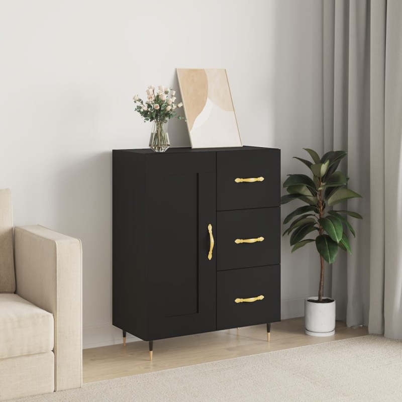 vidaXL Aparador de madera de ingeniería negro 69,5x34x90 cm vidaXL Aparador de madera de ingeniería negro 69,5x34x90 cm