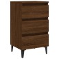 vidaXL Mesita de noche 2 uds patas de metal marrón roble 40x35x69 cm