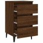 vidaXL Mesita de noche 2 uds patas de metal marrón roble 40x35x69 cm