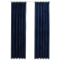 vidaXL Cortinas opacas ganchos 2 pzas terciopelo azul oscuro 140x245cm