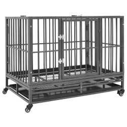 vidaXL Jaula de perro resistente con ruedas acero 92x62x76 cm