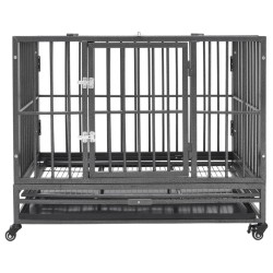 vidaXL Jaula de perro resistente con ruedas acero 92x62x76 cm