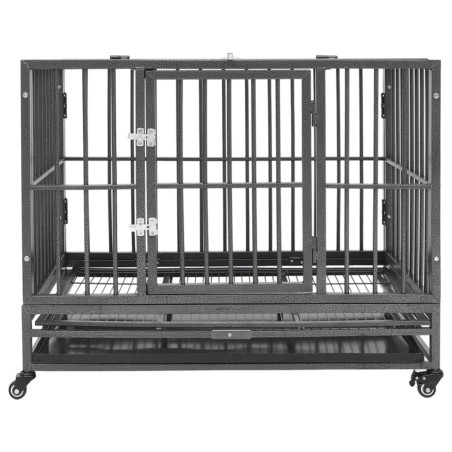 vidaXL Jaula de perro resistente con ruedas acero 92x62x76 cm
