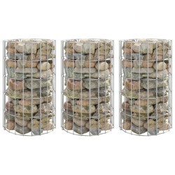 vidaXL Arriate gaviones circular 3 uds acero galvanizado Ø30x50 cm