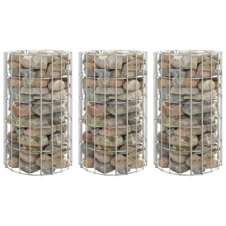 vidaXL Arriate gaviones circular 3 uds acero galvanizado Ø30x50 cm