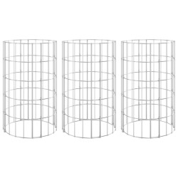 vidaXL Arriate gaviones circular 3 uds acero galvanizado Ø30x50 cm