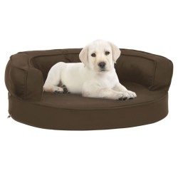 vidaXL Colchón de cama de perro ergonómico aspecto lino marrón 60x42cm
