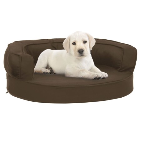 vidaXL Colchón de cama de perro ergonómico aspecto lino marrón 60x42cm