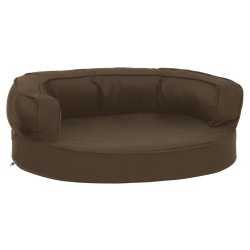 vidaXL Colchón de cama de perro ergonómico aspecto lino marrón 60x42cm