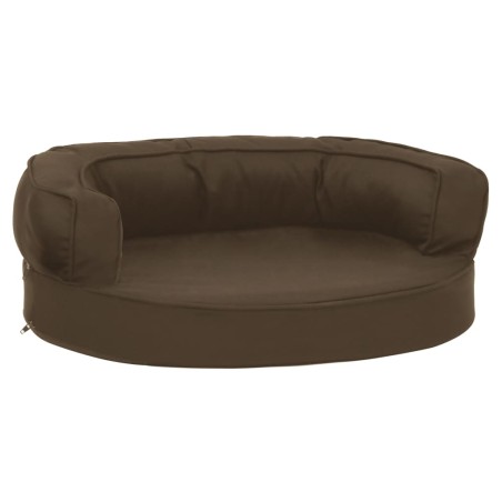 vidaXL Colchón de cama de perro ergonómico aspecto lino marrón 60x42cm