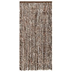 vidaXL Cortina mosquitera chenilla marrón y blanco 100x220 cm