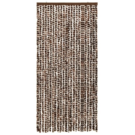 vidaXL Cortina mosquitera chenilla marrón y blanco 100x220 cm