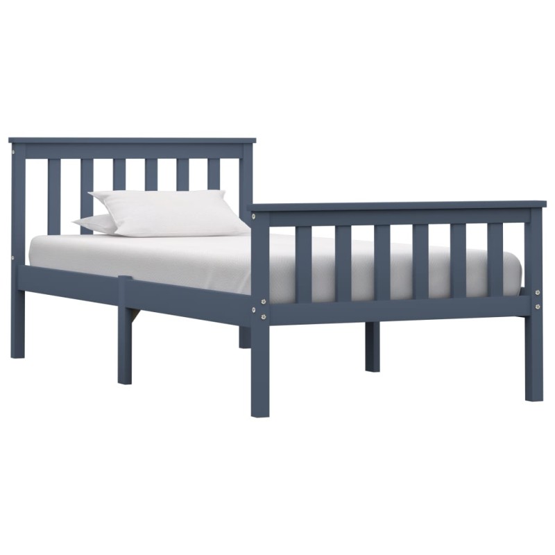 vidaXL Estructura de cama de madera maciza de pino gris 100x200 cm vidaXL Estructura de cama de madera maciza de pino gris 100x200 cm