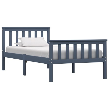 vidaXL Estructura de cama de madera maciza de pino gris 100x200 cm 