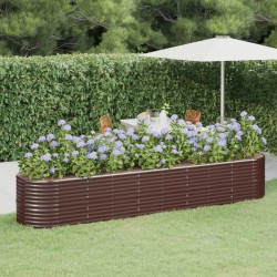 vidaXL Jardinera arriate acero recubrimiento polvo marrón 368x80x68 cm