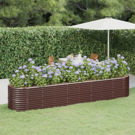vidaXL Jardinera arriate acero recubrimiento polvo marrón 368x80x68 cm
