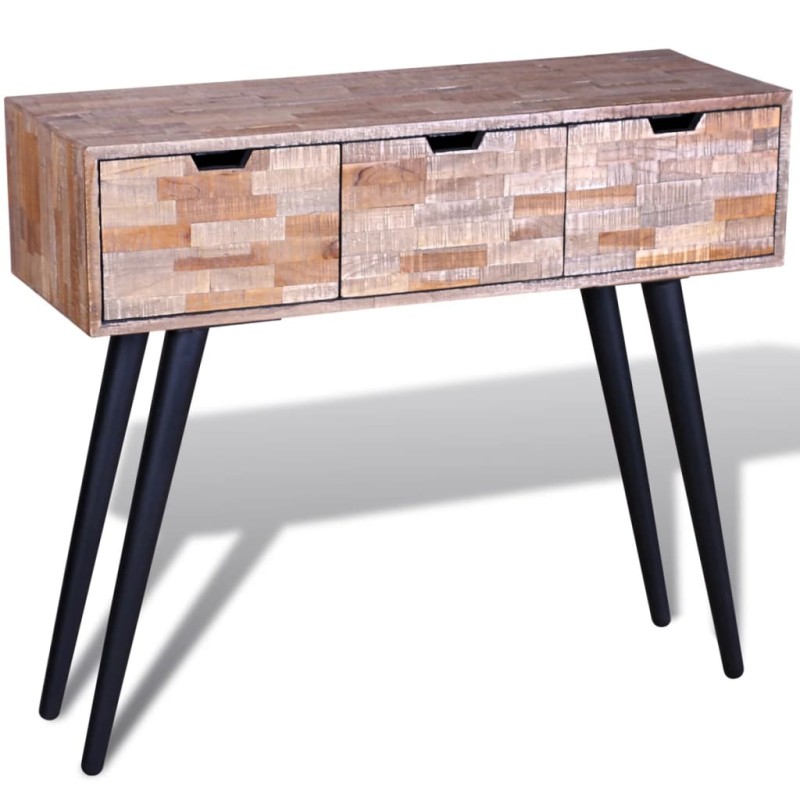 vidaXL Mesa consola con 3 cajones de madera de teca reciclada vidaXL Mesa consola con 3 cajones de madera de teca reciclada