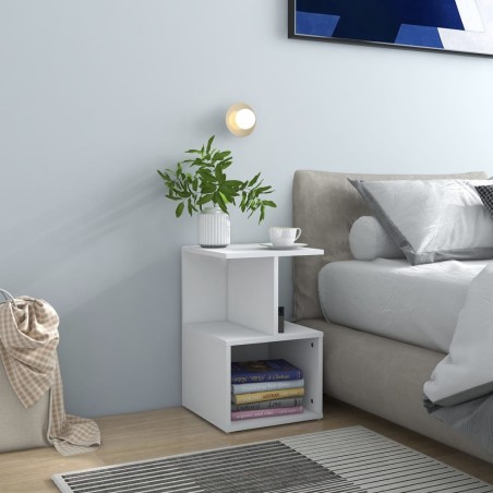 vidaXL Mesitas de noche 2 uds madera contrachapada blanco 35x35x55 cm
