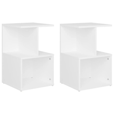 vidaXL Mesitas de noche 2 uds madera contrachapada blanco 35x35x55 cm