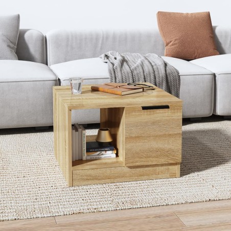 vidaXL Mesa de centro madera contrachapada roble Sonoma 50x50x36 cm