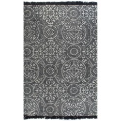 vidaXL Alfombra de algodón Kilim 120x180 cm estampado gris