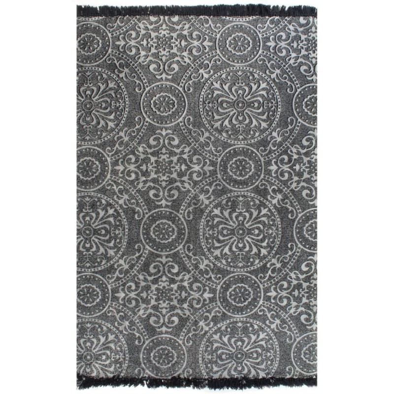 vidaXL Alfombra de algodón Kilim 120x180 cm estampado gris vidaXL Alfombra de algodón Kilim 120x180 cm estampado gris