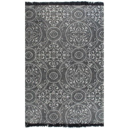 vidaXL Alfombra de algodón Kilim 120x180 cm estampado gris