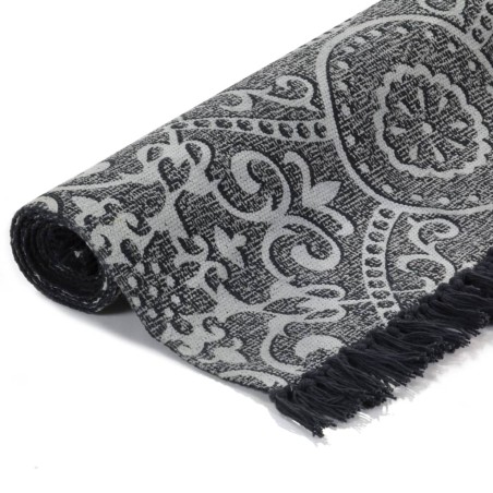 vidaXL Alfombra de algodón Kilim 120x180 cm estampado gris