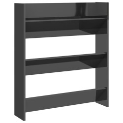 vidaXL Zapatero de pared madera contrachapada gris brillo 80x18x90 cm