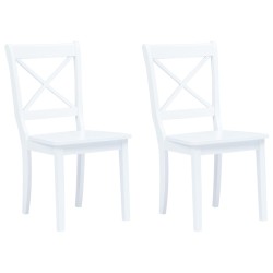 vidaXL Sillas de comedor 2 unidades madera maciza de caucho blanco