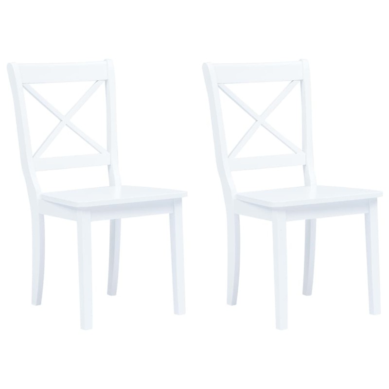 vidaXL Sillas de comedor 2 unidades madera maciza de caucho blanco vidaXL Sillas de comedor 2 unidades madera maciza de caucho blanco