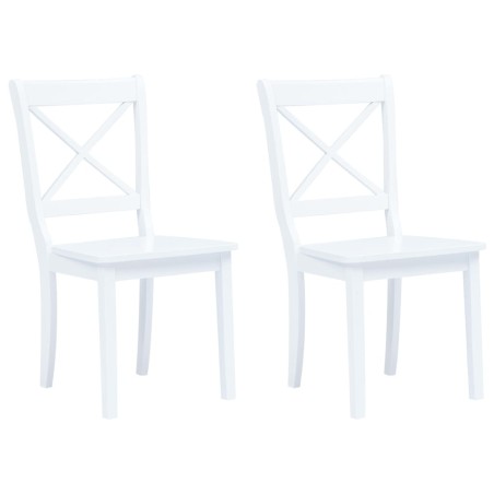 vidaXL Sillas de comedor 2 unidades madera maciza de caucho blanco