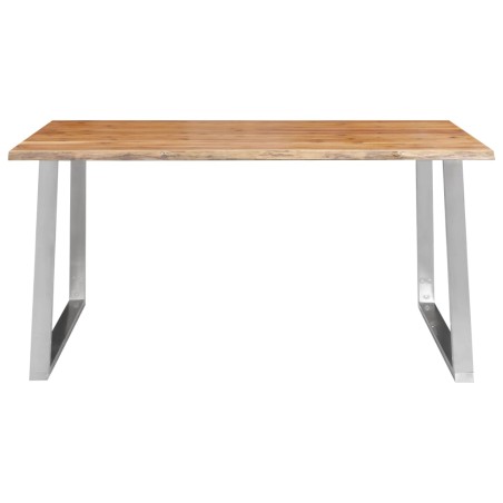 vidaXL Mesa de comedor madera de acacia y acero inoxidable 160x80x75cm