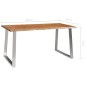 vidaXL Mesa de comedor madera de acacia y acero inoxidable 160x80x75cm vidaXL Mesa de comedor madera de acacia y acero inoxidable 160x80x75cm