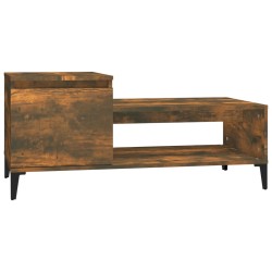 vidaXL Mesa de centro madera contrachapada roble ahumado 100x50x45 cm
