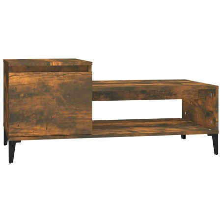 vidaXL Mesa de centro madera contrachapada roble ahumado 100x50x45 cm