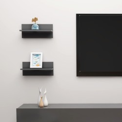 vidaXL Estantes de pared 2 uds madera contrachapada gris 40x11,5x18 cm