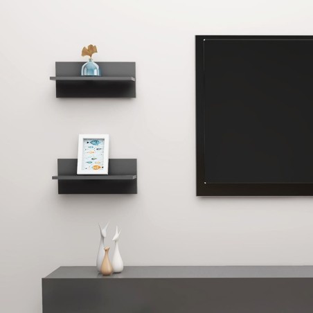 vidaXL Estantes de pared 2 uds madera contrachapada gris 40x11,5x18 cm
